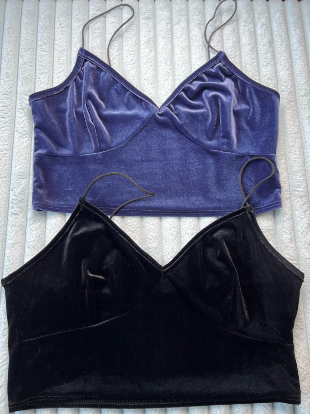 love J Velvet crop tank Pair in Deep Purple and Black